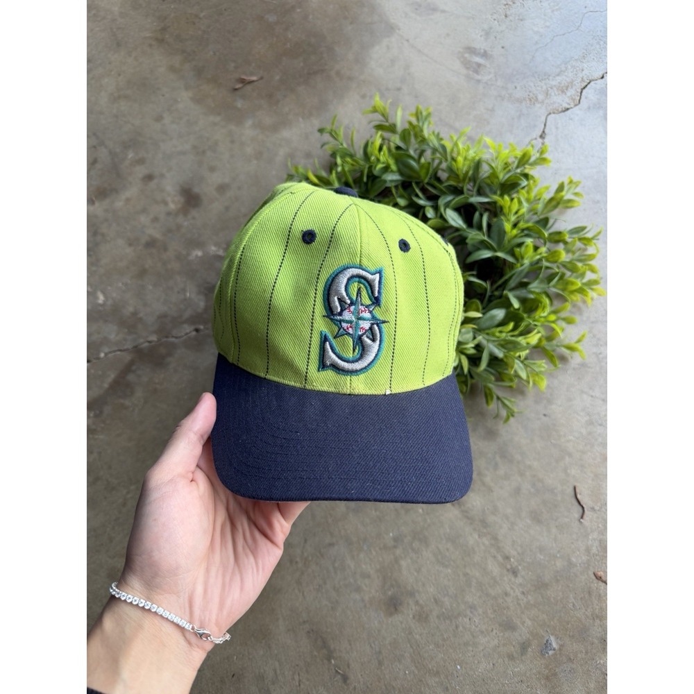 Vintage 90s Seattle Mariners G‑Cap Snapback Hat Pin Stipe MLB Green/blue